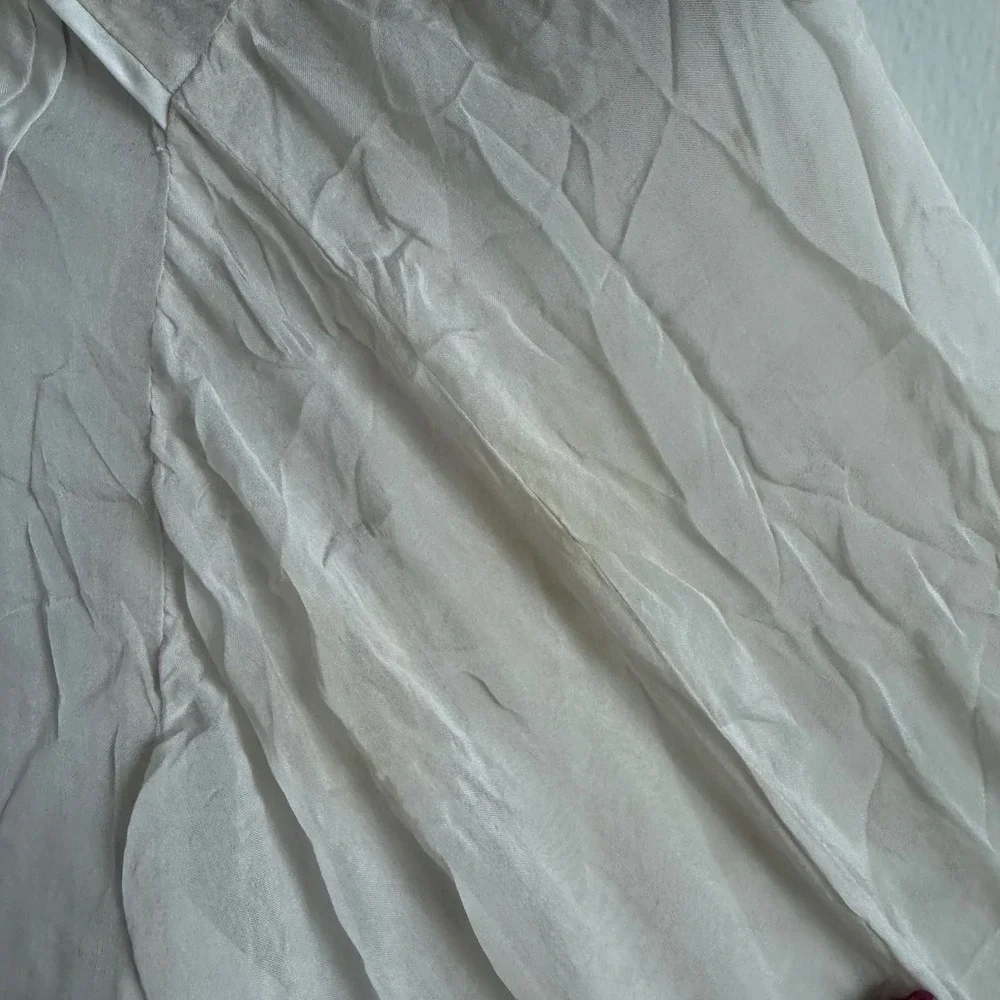 Women's‎ Zara Silk Cream Flowy Fit High Neck Top